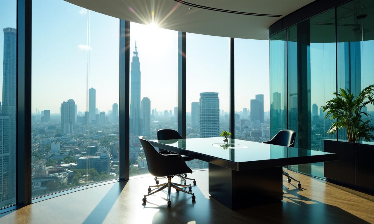 Bangkok skyline viewing from a modern consulting office